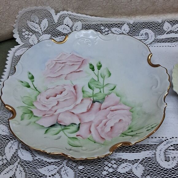 3 pc 14K Gold trim Porcelain Pitcher,bowl,& Plate,Vtg. - Picture 9 of 14